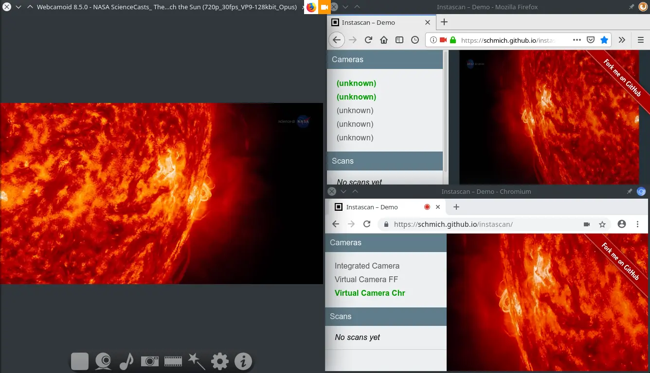 Virtual camera working in Chromium and Firefox